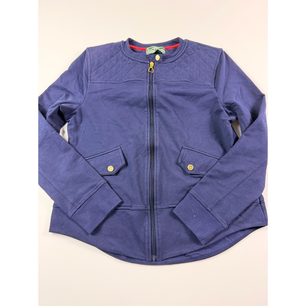 Lauren Ralph Lauren Active Navy Quilted Yoke Full Zip Jacket Gold Hardware Large